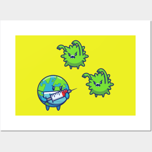 World Inject Corona Virus Cartoon Posters and Art